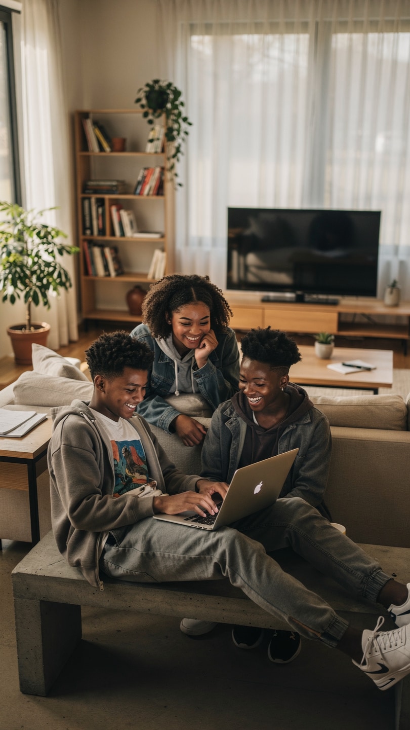 Teenagers learning together